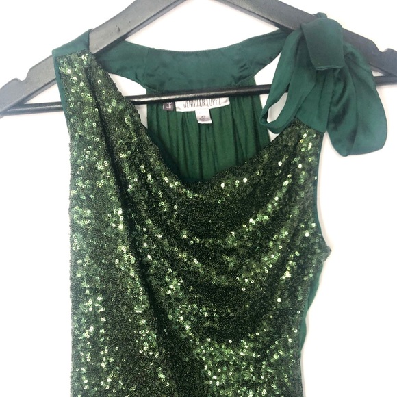 green sequin, asymmetrical blouse - Picture 2 of 3